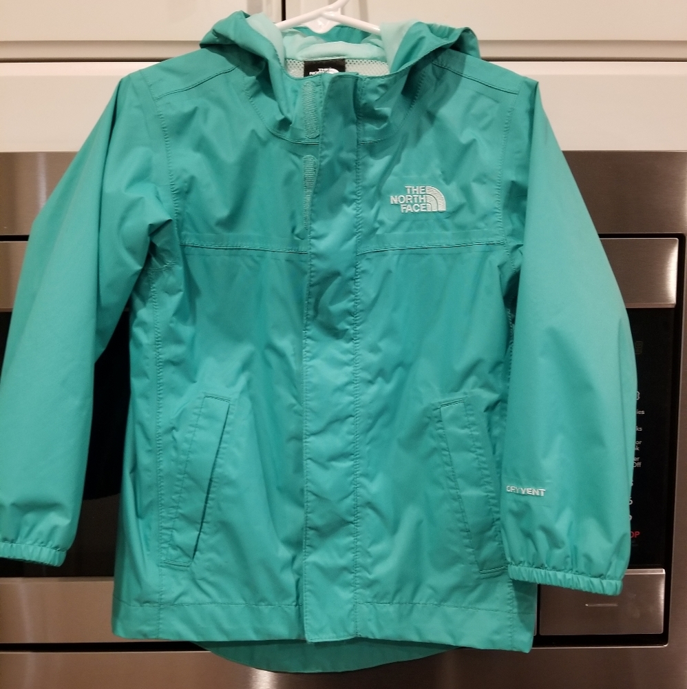 Mint green North Face rain jacket